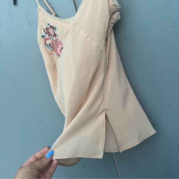 Vintage Banana Republic Camisole Rose Slip Tank Coquette Ribbon Lace Up Cycle - Picture 4 of 8
